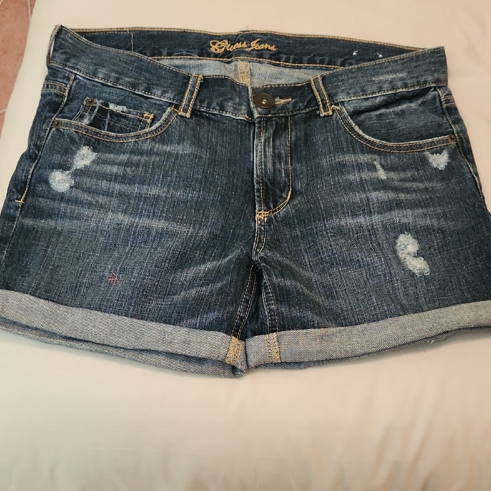 Guess Blue Distressed Jean Shorts